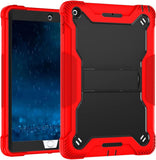 Apple iPad 7, 8, 9 (10.2 inch) Red Black Shockproof Rugged Case with Kickstand *Free Shipping*