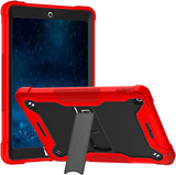 Apple iPad 7, 8, 9 (10.2 inch) Red Black Shockproof Rugged Case with Kickstand *Free Shipping*