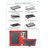 Apple iPad 7, 8, 9 (10.2 inch) Red Black Shockproof Rugged Case with Kickstand *Free Shipping*